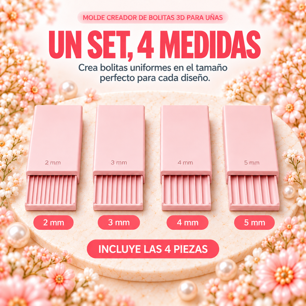 Molde Creador de Bolitas 3D para uñas | 4 Medidas