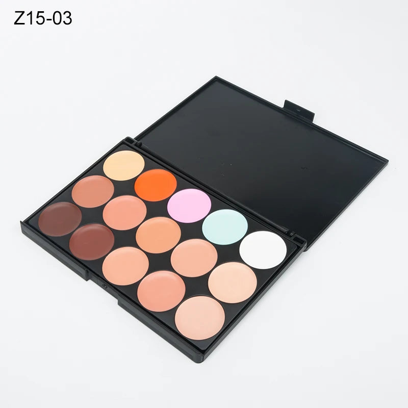 Paleta Correctora & Contorno 15 Tonos – Cobertura y Acabado Natural