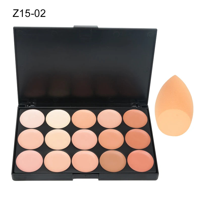 Paleta Correctora & Contorno 15 Tonos – Cobertura y Acabado Natural
