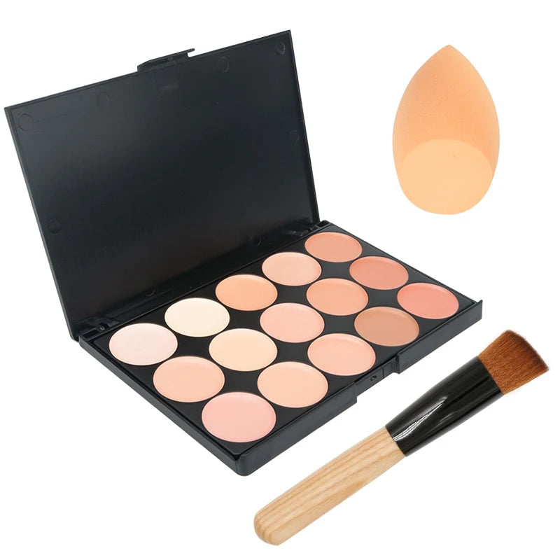Paleta Correctora & Contorno 15 Tonos – Cobertura y Acabado Natural