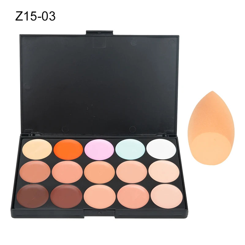 Paleta Correctora & Contorno 15 Tonos – Cobertura y Acabado Natural