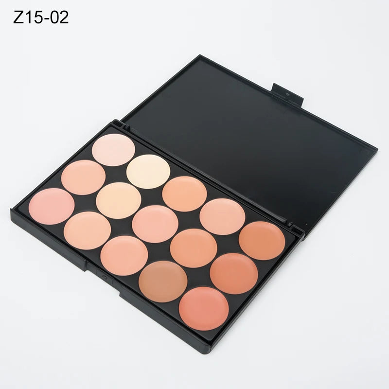 Paleta Correctora & Contorno 15 Tonos – Cobertura y Acabado Natural