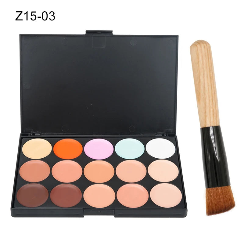 Paleta Correctora & Contorno 15 Tonos – Cobertura y Acabado Natural