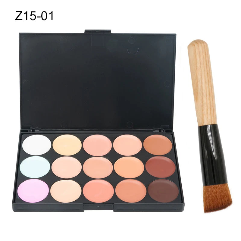 Paleta Correctora & Contorno 15 Tonos – Cobertura y Acabado Natural