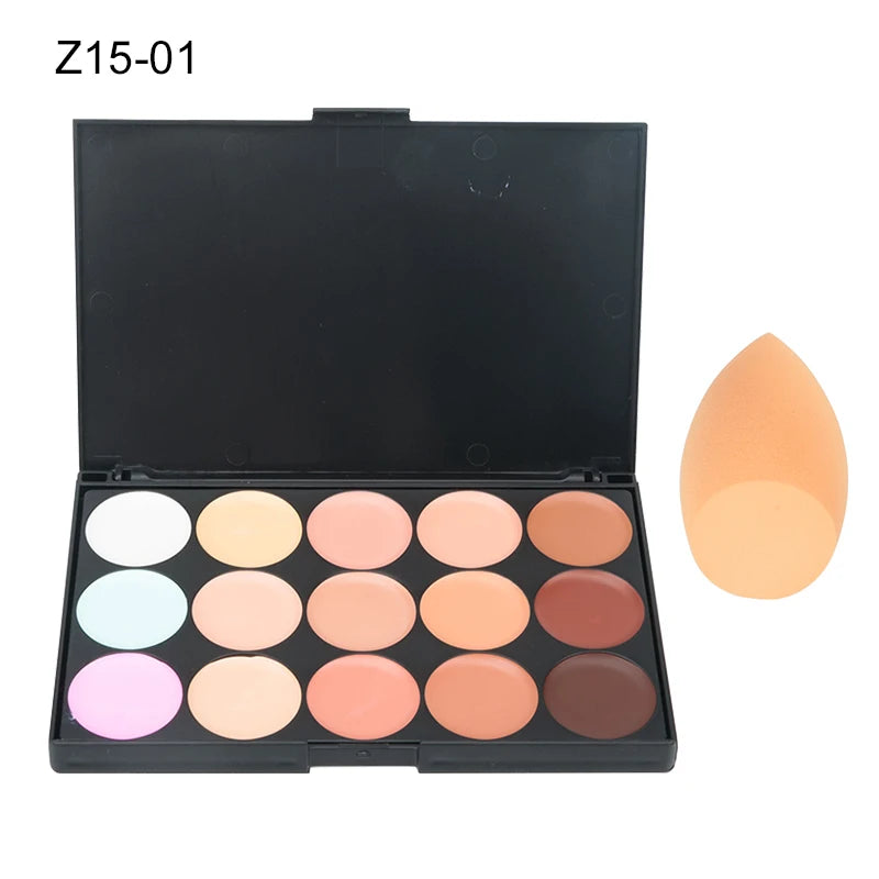 Paleta Correctora & Contorno 15 Tonos – Cobertura y Acabado Natural