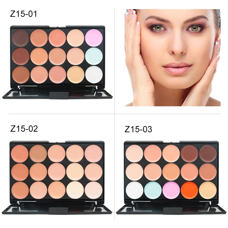Paleta Correctora & Contorno 15 Tonos – Cobertura y Acabado Natural