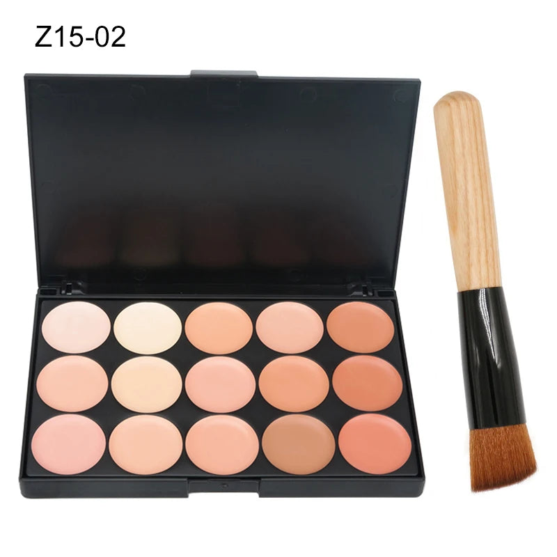 Paleta Correctora & Contorno 15 Tonos – Cobertura y Acabado Natural