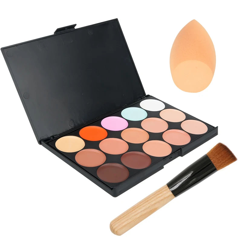 Paleta Correctora & Contorno 15 Tonos – Cobertura y Acabado Natural