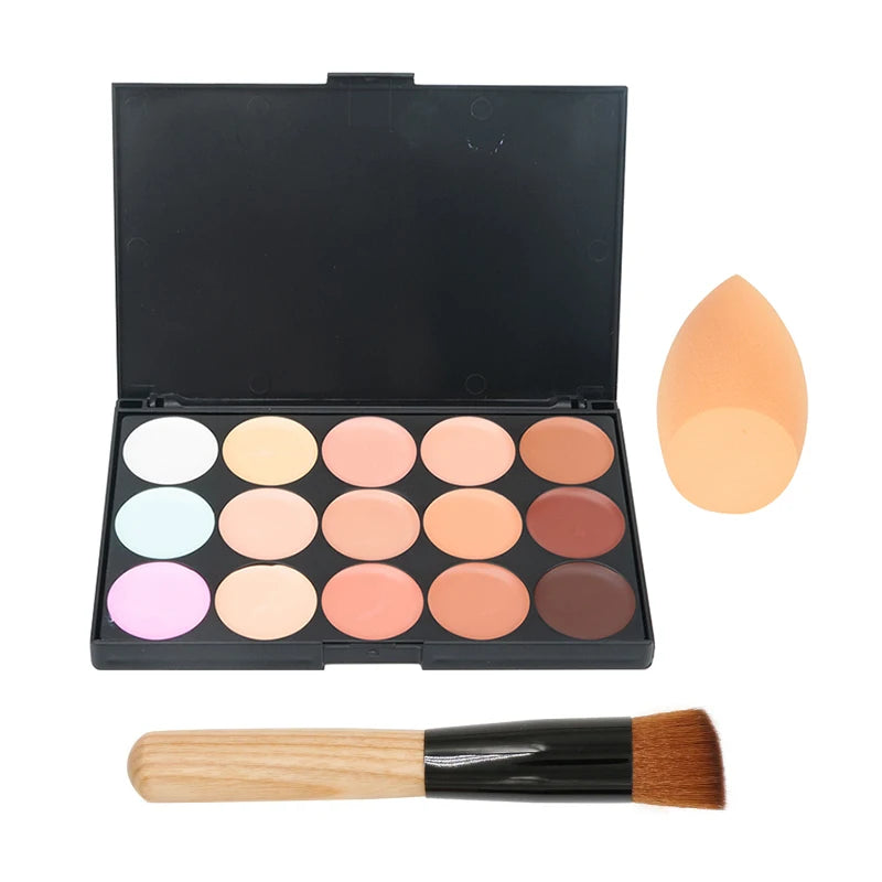 Paleta Correctora & Contorno 15 Tonos – Cobertura y Acabado Natural