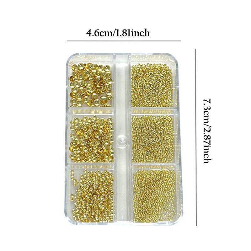 Set de Cristales y Tachas Metalizadas para Nail Art