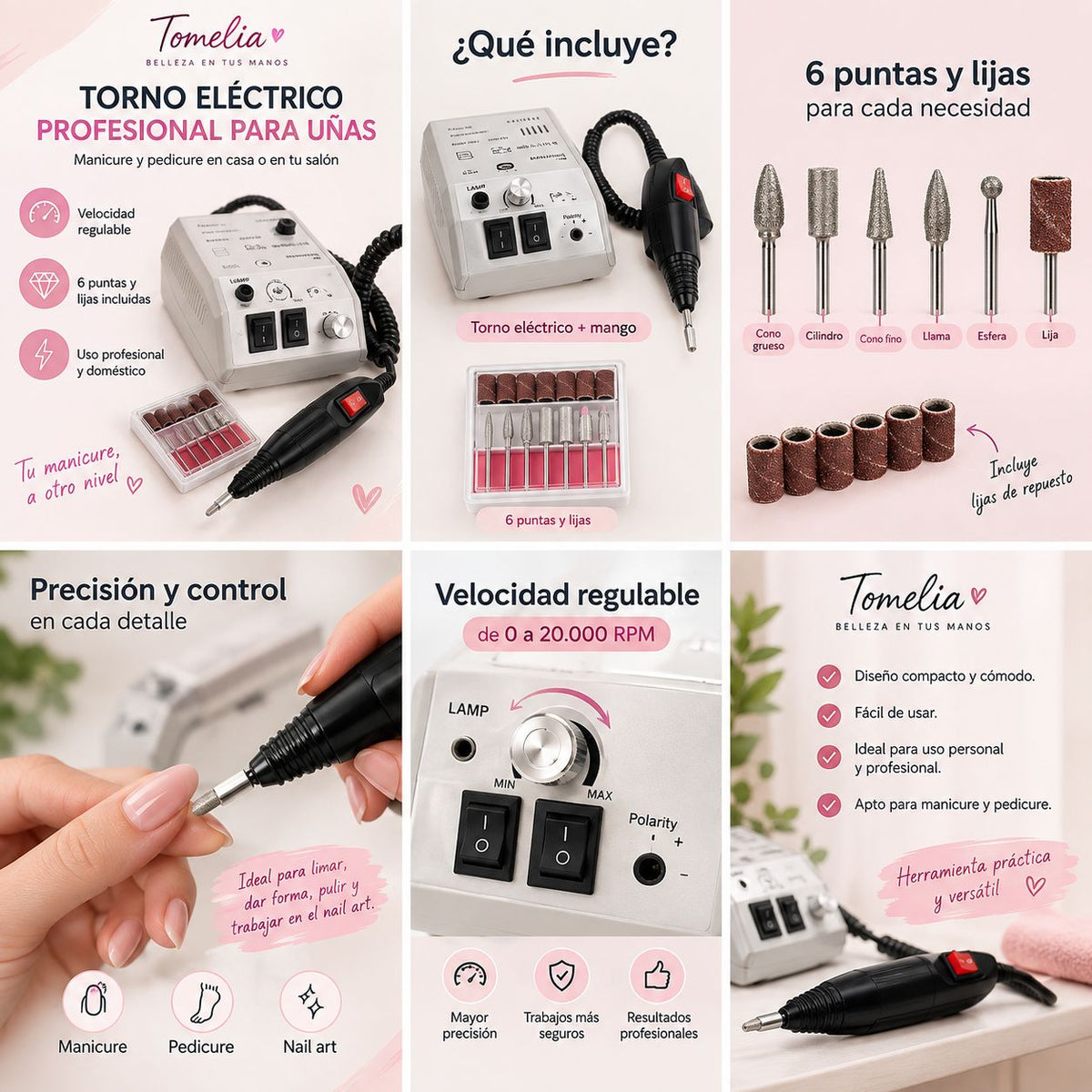 Torno Eléctrico Profesional para Uñas | Manicure y Pedicure