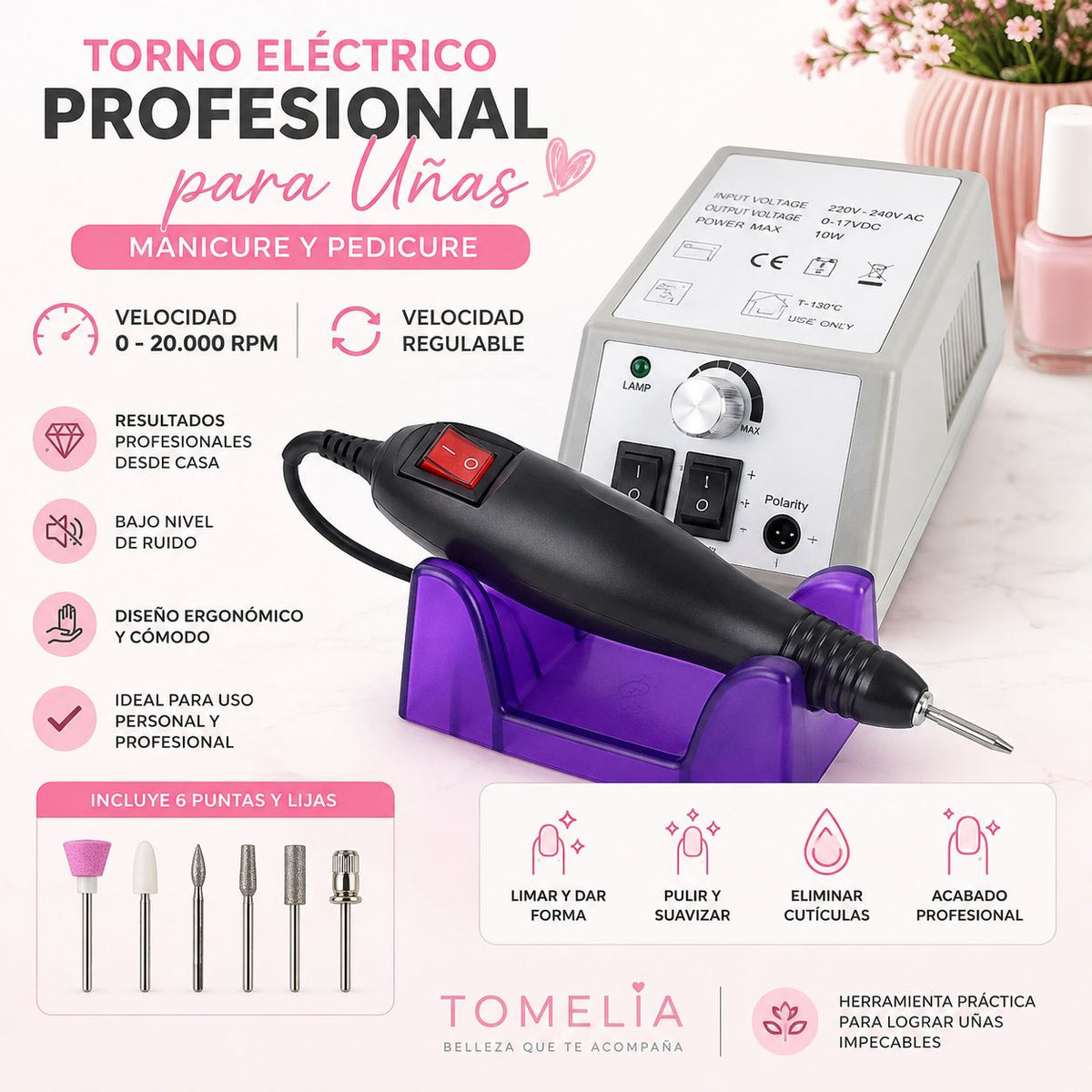 Torno Eléctrico Profesional para Uñas | Manicure y Pedicure